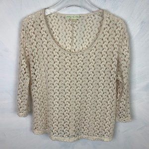 Staring At Stars Cotton Crochet Knit Cream Top